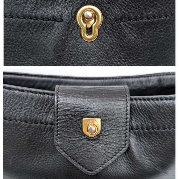 Cole Haan Zoe Crossbody Purse Black Leather Goldtone Hardware Adjustable Strap - Picture 7 of 16
